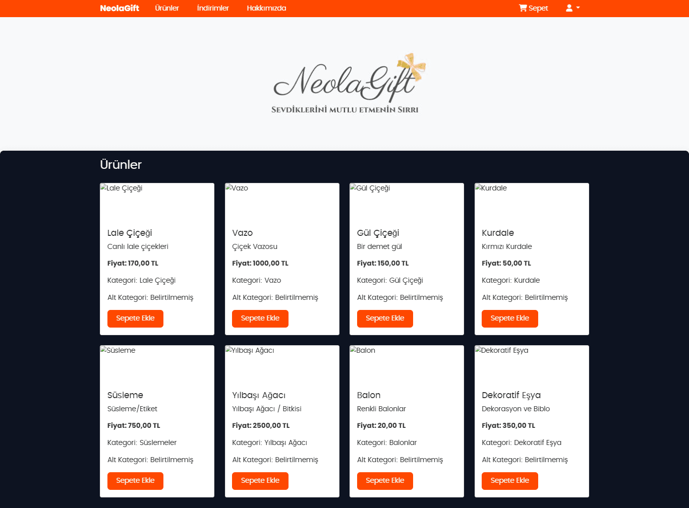 Hediyelik Eşya Sitesi (NeolaGift)